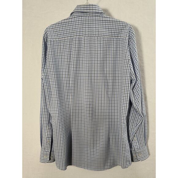 Mizzen+Main Performance Shirt Men’s Sz L Trim Blue Check Stretch No Tuck - Picture 9 of 13